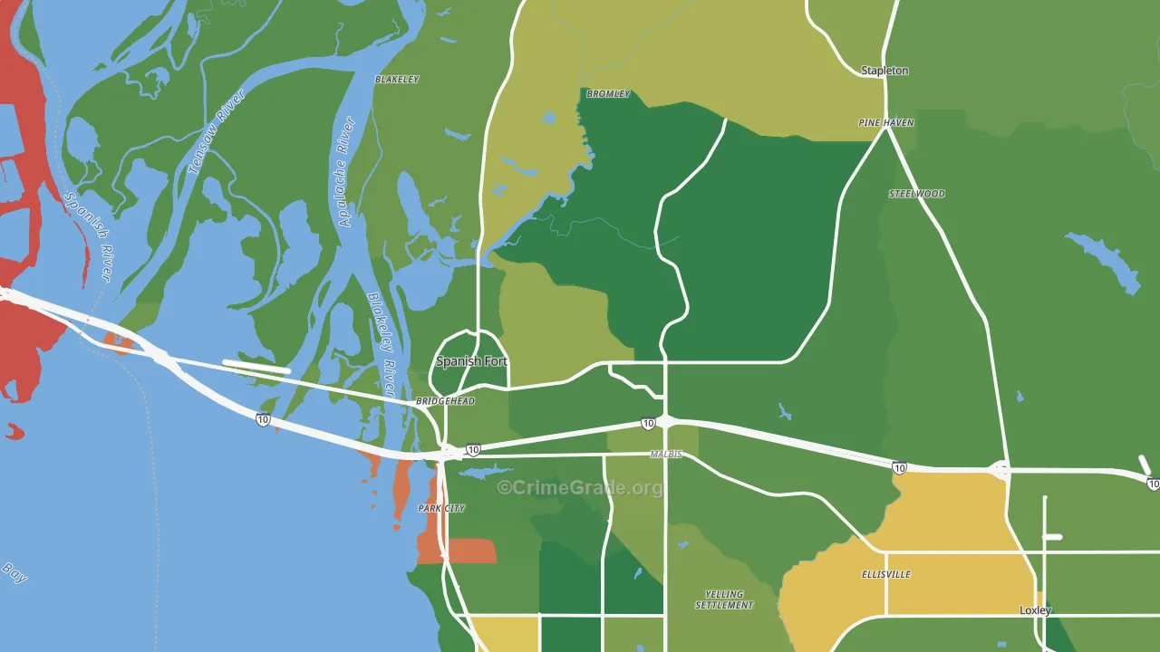 Spanish Fort, AL Map of Vandalism Rates