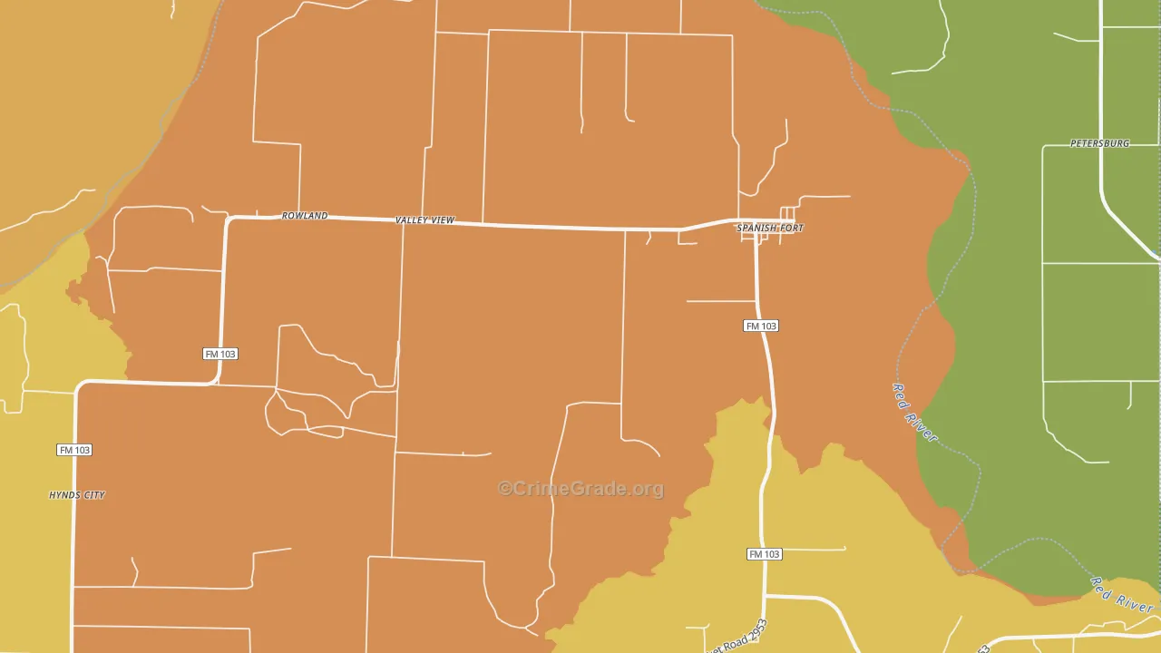 Spanish Fort, TX Map of Vandalism Rates