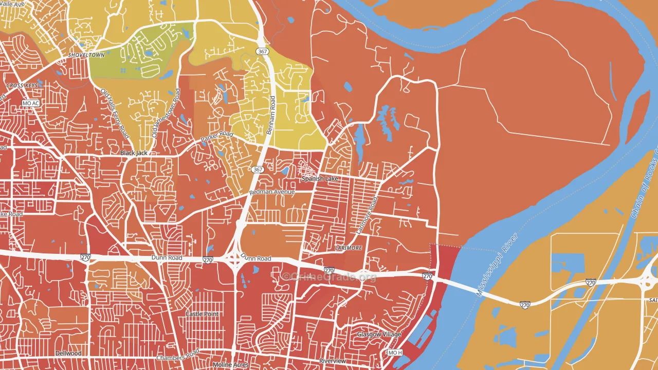 Spanish Lake, MO Map of Vandalism Rates