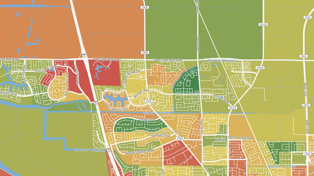 Spanos Park, Stockton, CA Map of Vandalism Rates