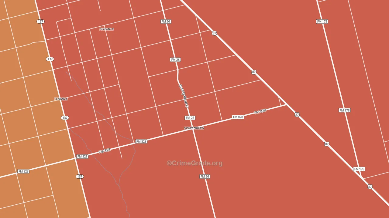 Sparenberg, TX Map of Vandalism Rates