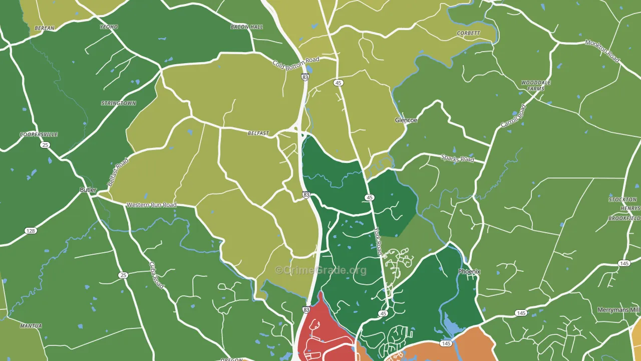 Sparks Glencoe, MD Map of Vandalism Rates