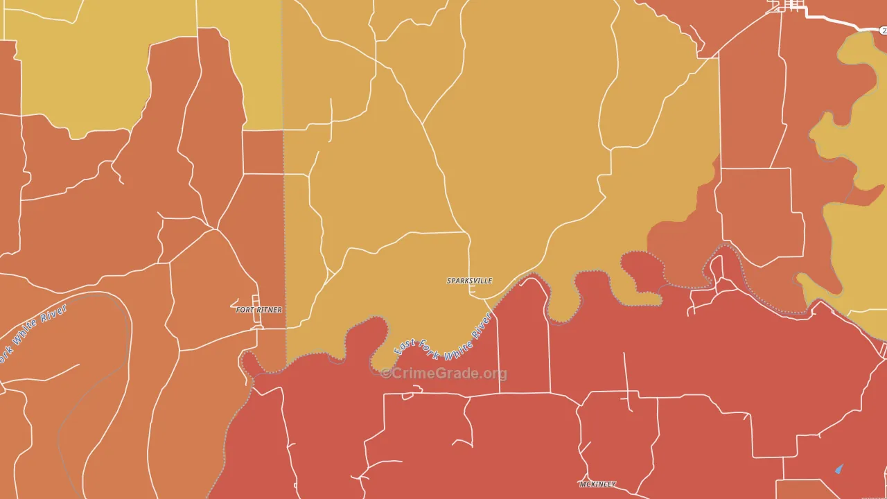 Sparksville, IN Map of Vandalism Rates