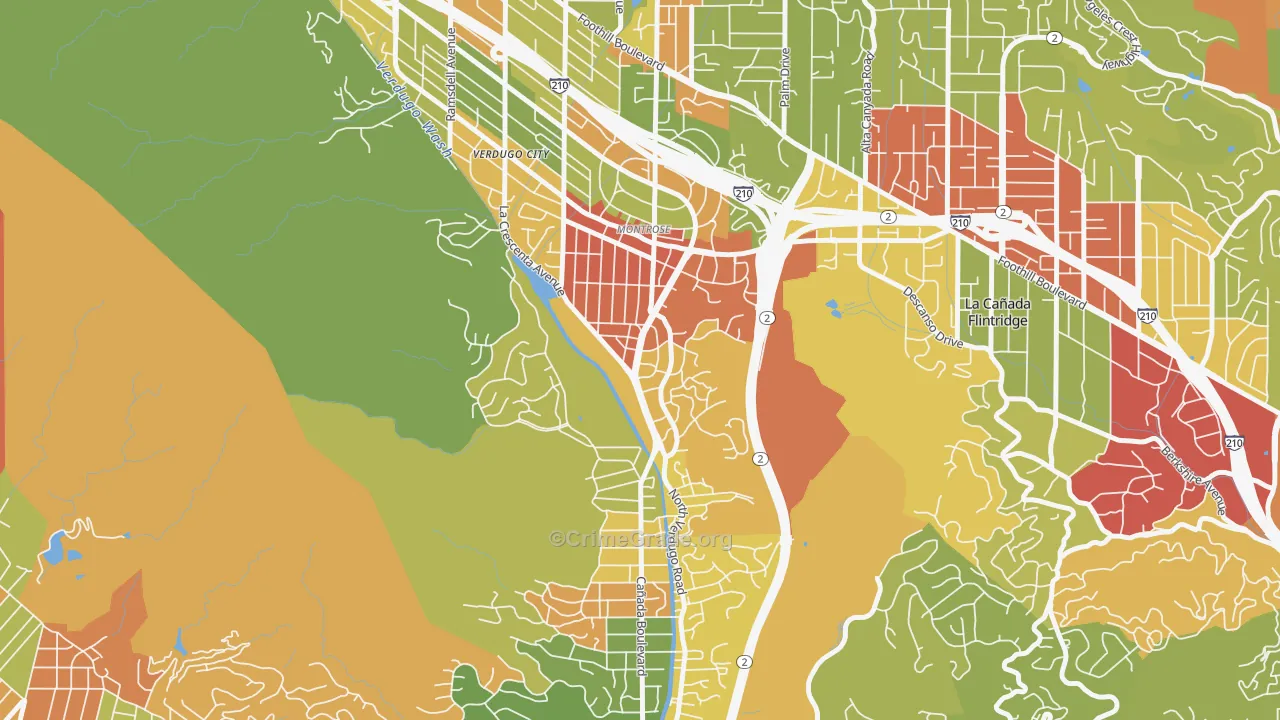 Sparr Heights, Glendale, CA Map of Vandalism Rates
