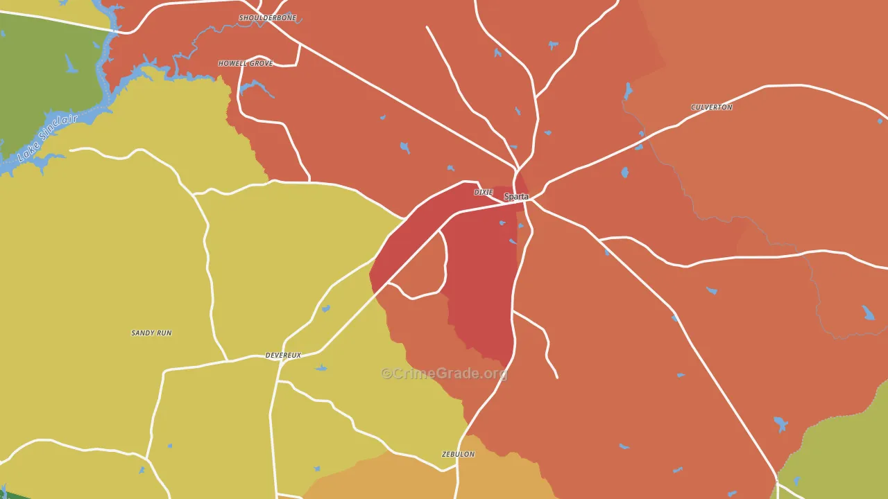 Sparta, GA Map of Vandalism Rates