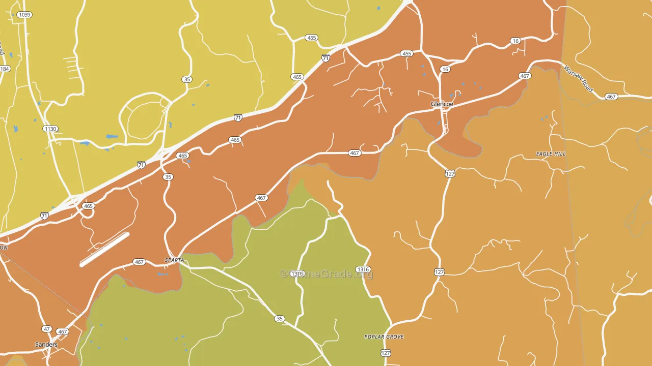 Sparta, KY Map of Vandalism Rates