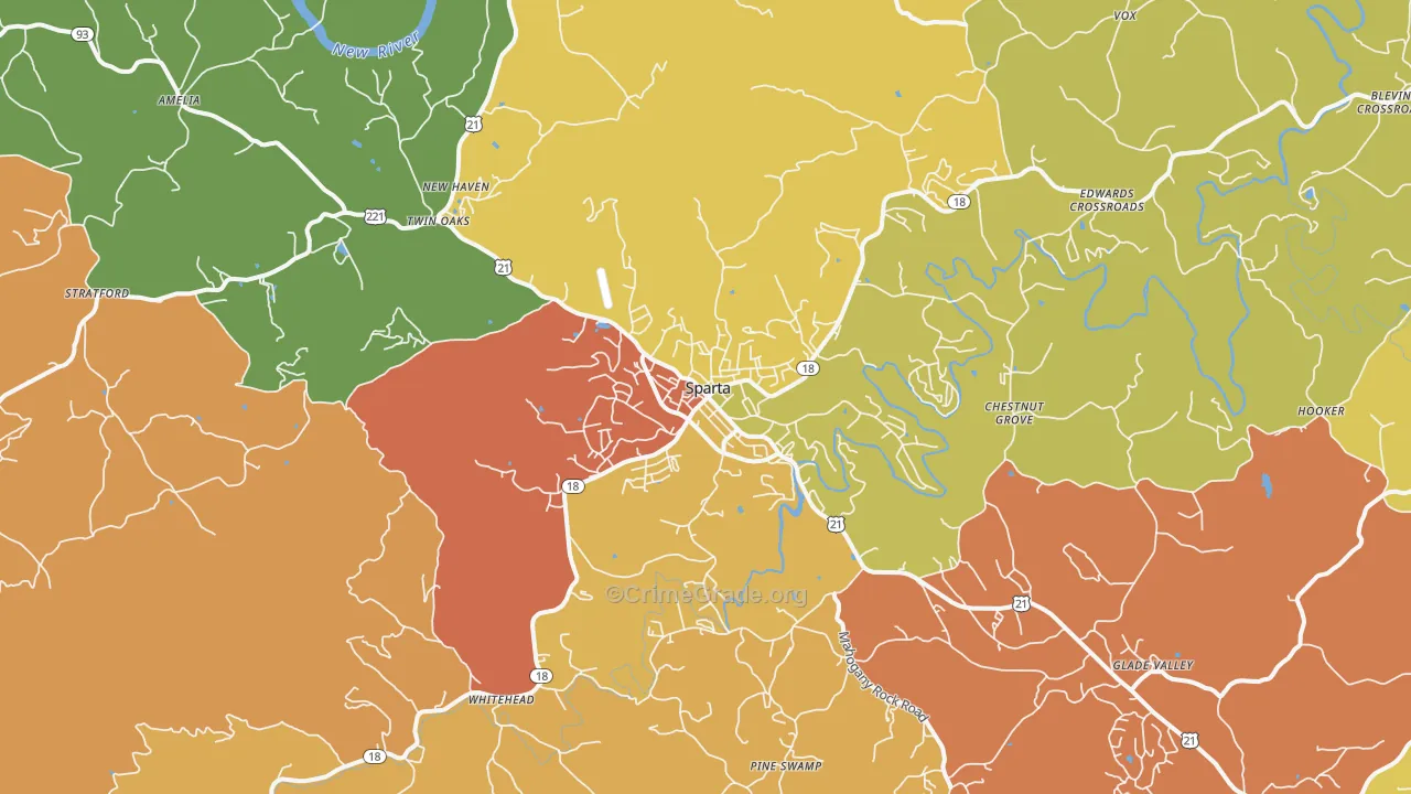 Sparta, NC Map of Vandalism Rates