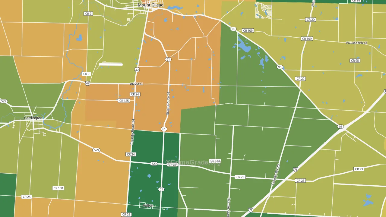 Sparta, OH Map of Vandalism Rates