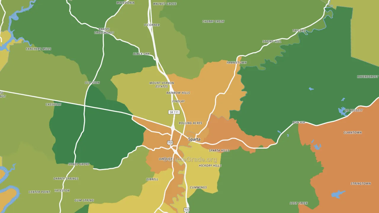 Sparta, TN Map of Vandalism Rates