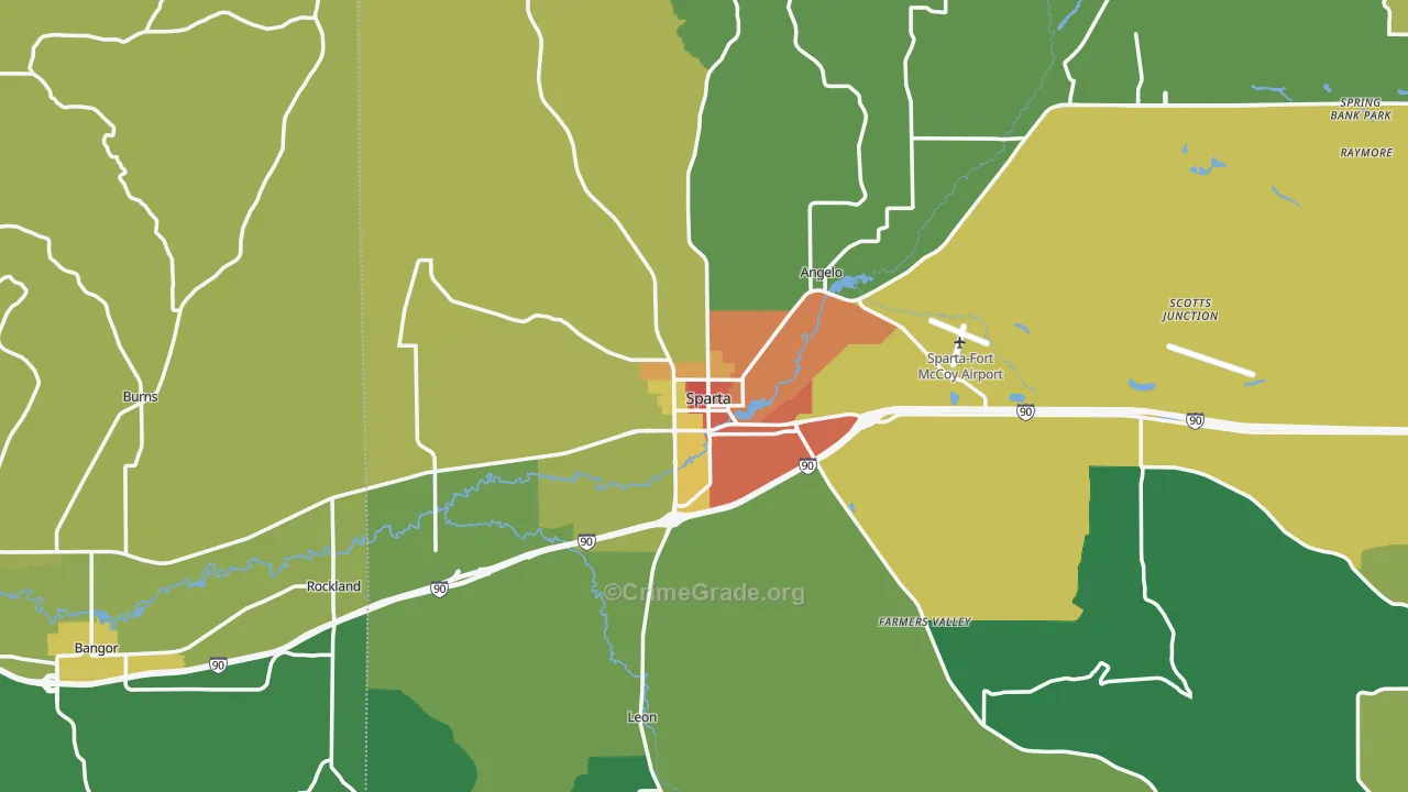 Sparta, WI Map of Vandalism Rates