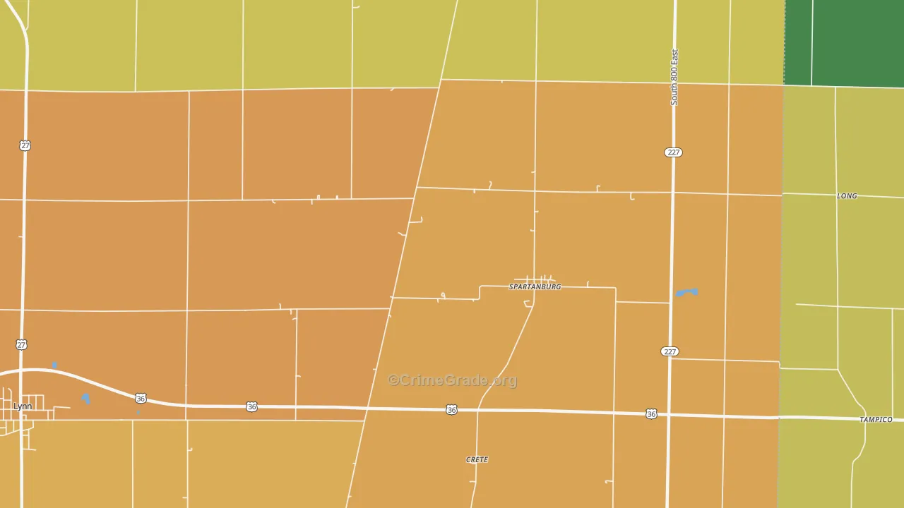 Spartanburg, IN Map of Vandalism Rates