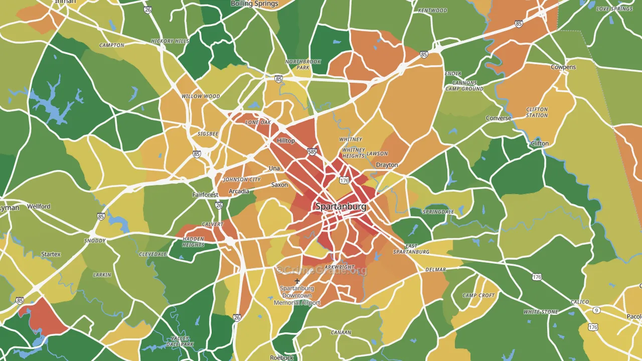 Spartanburg, SC Map of Vandalism Rates