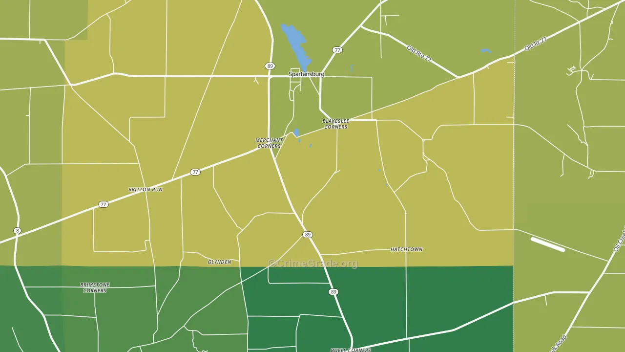 Spartansburg, PA Map of Vandalism Rates