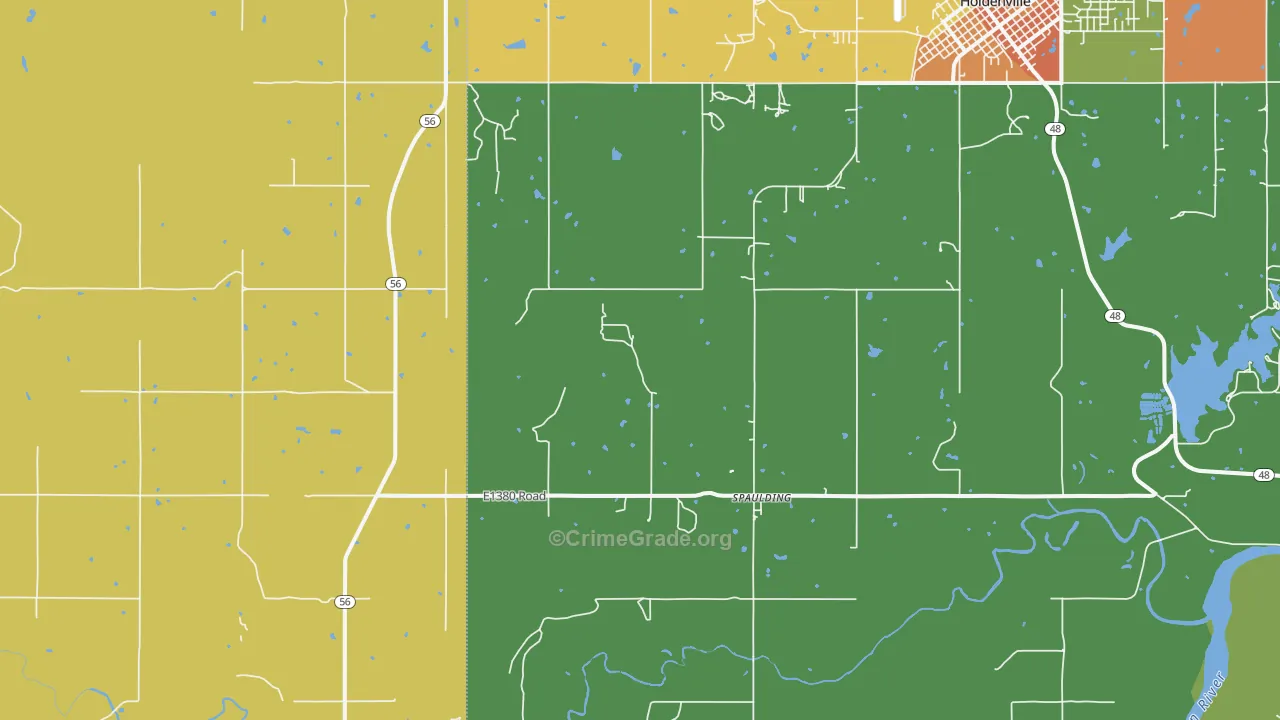 Spaulding, OK Map of Vandalism Rates