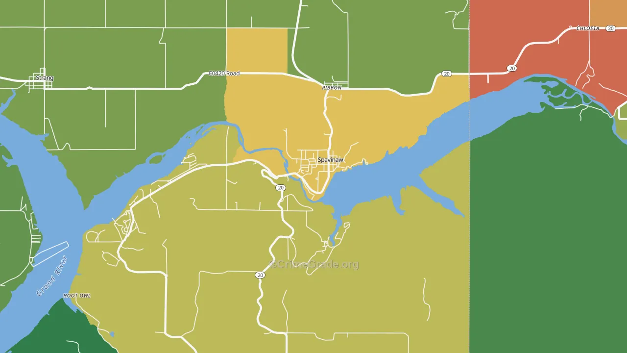 Spavinaw, OK Map of Vandalism Rates