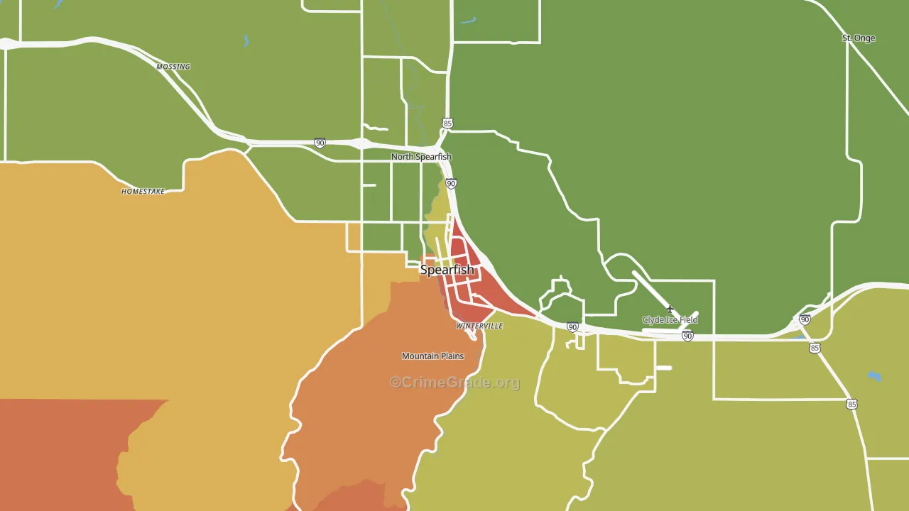 Spearfish, SD Map of Vandalism Rates