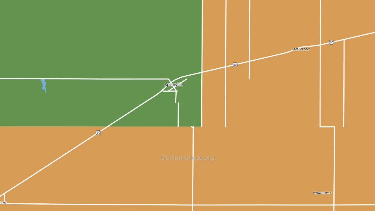 Spearville, KS Map of Vandalism Rates
