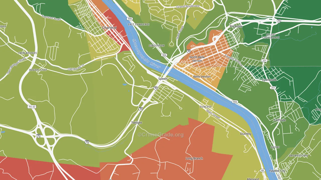 Speers, PA Map of Vandalism Rates