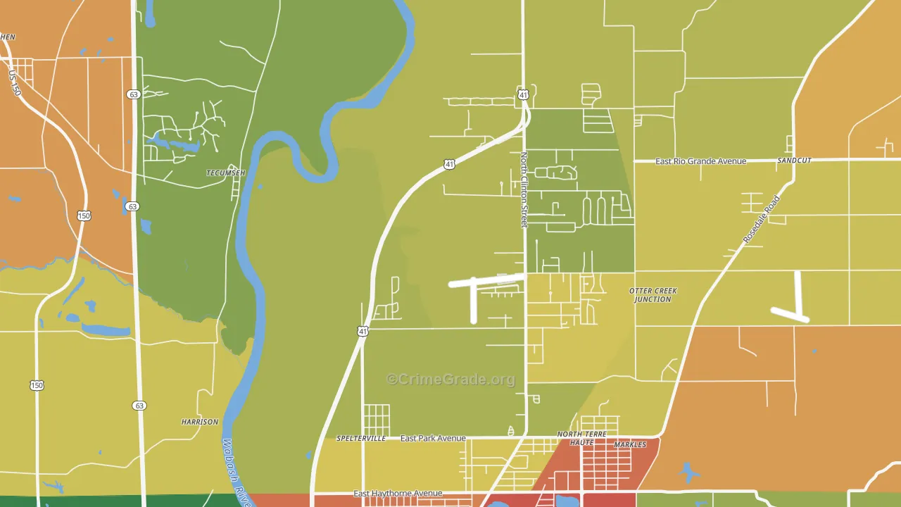 Spelterville, IN Map of Vandalism Rates