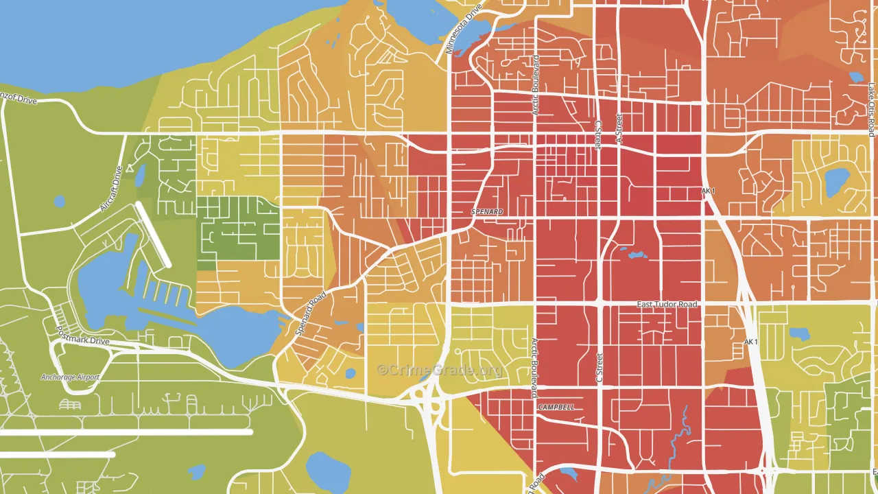 Spenard, Anchorage, AK Map of Vandalism Rates