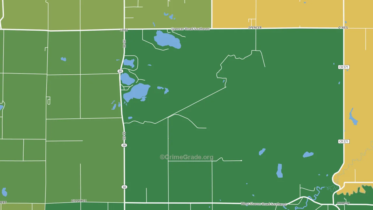 Spencer, MI Map of Vandalism Rates