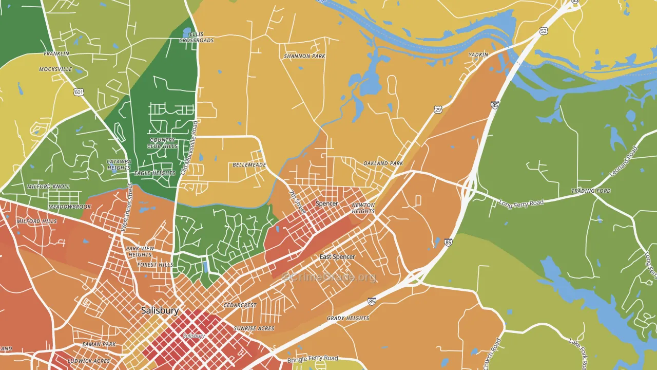 Spencer, NC Map of Vandalism Rates