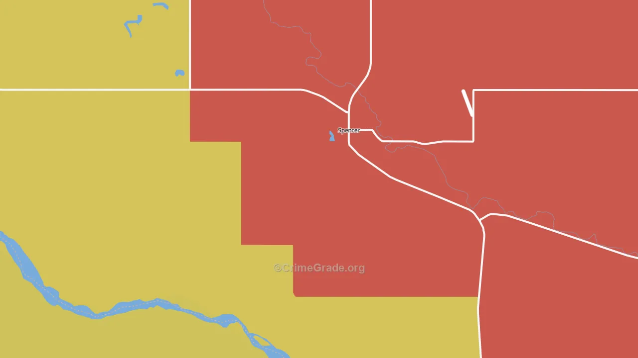 Spencer, NE Map of Vandalism Rates
