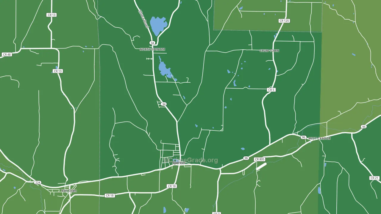 Spencer, NY Map of Vandalism Rates
