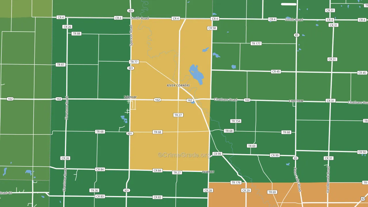 Spencer, OH Map of Vandalism Rates