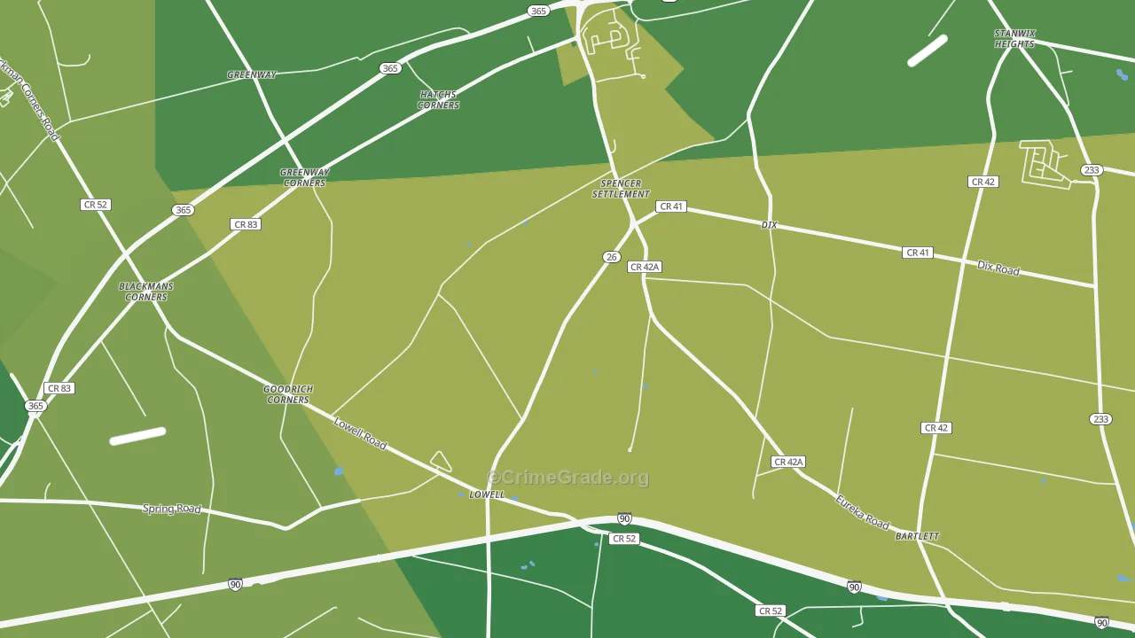 Spencer Settlement, NY Map of Vandalism Rates