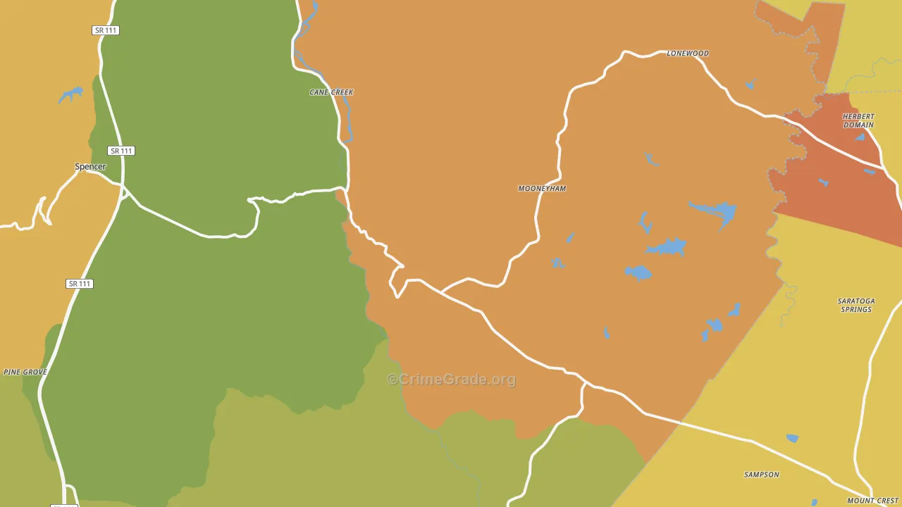 Spencer, TN Map of Vandalism Rates