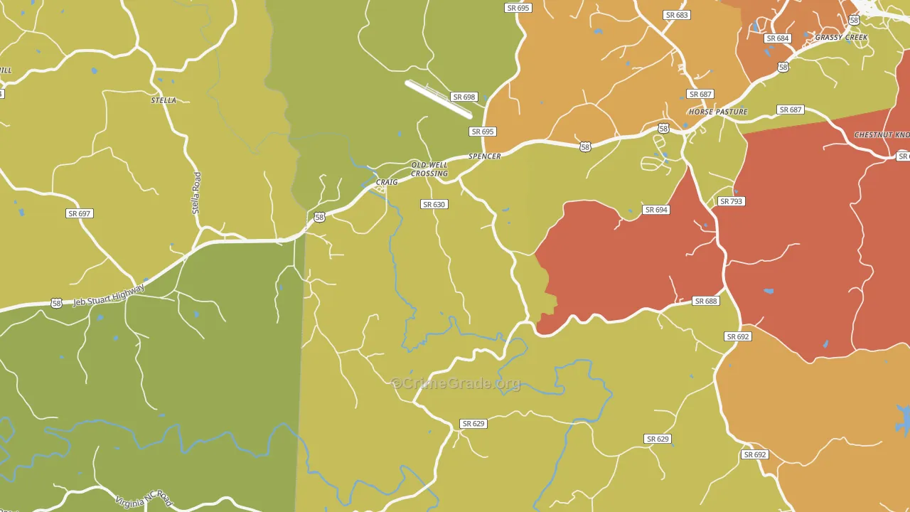 Spencer, VA Map of Vandalism Rates