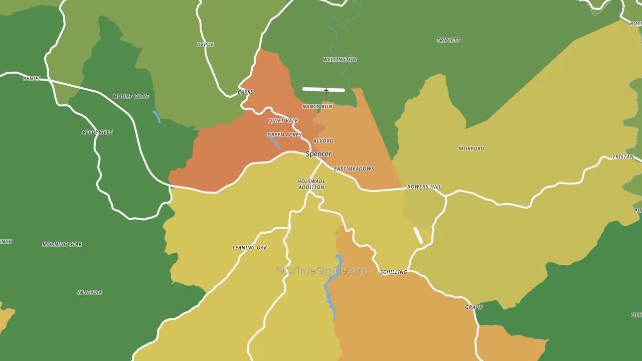 Spencer, WV Map of Vandalism Rates