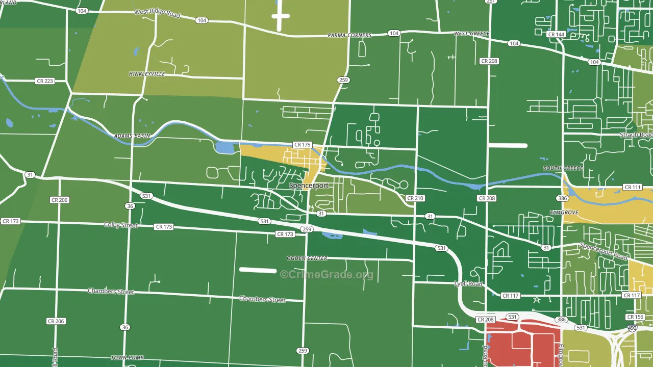 Spencerport, NY Map of Vandalism Rates