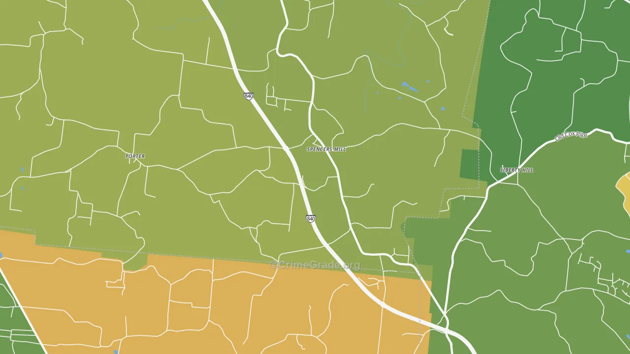 Spencers Mill, TN Map of Vandalism Rates