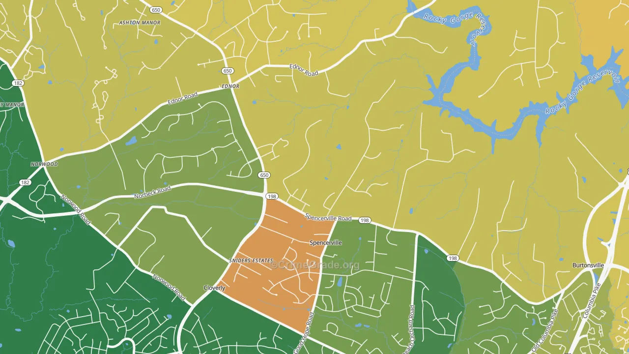 Spencerville, MD Map of Vandalism Rates