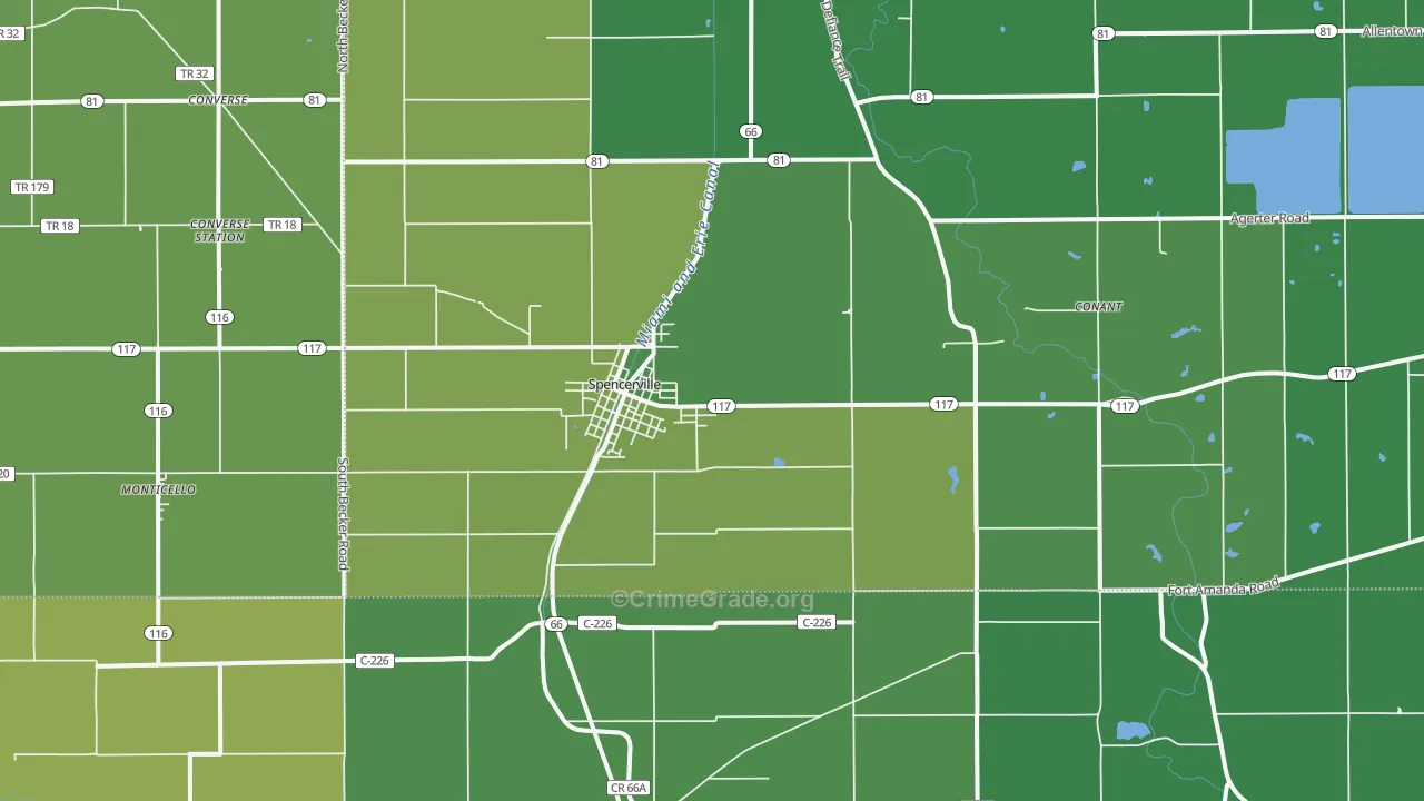 Spencerville, OH Map of Vandalism Rates