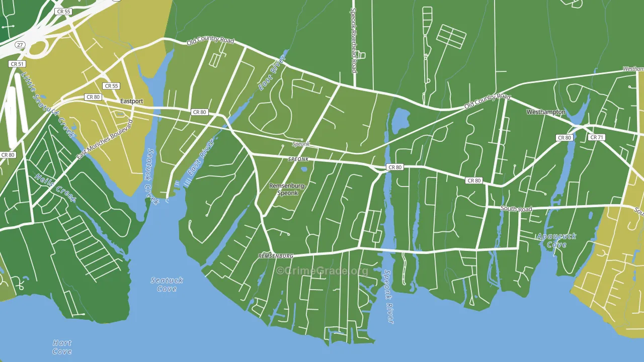 Speonk, NY Map of Vandalism Rates