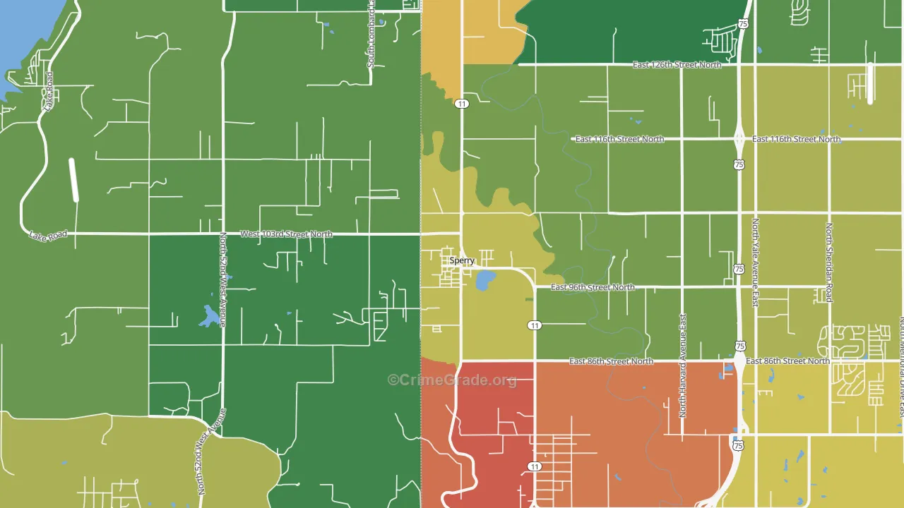 Sperry, OK Map of Vandalism Rates