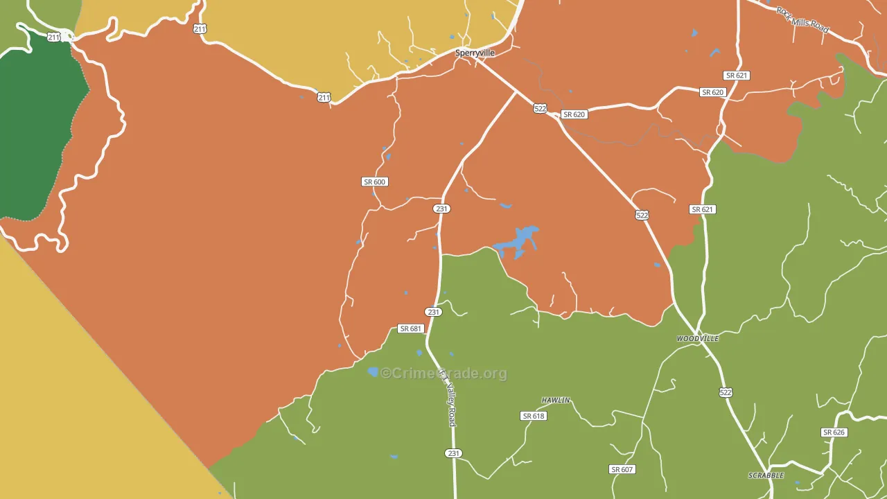 Sperryville, VA Map of Vandalism Rates