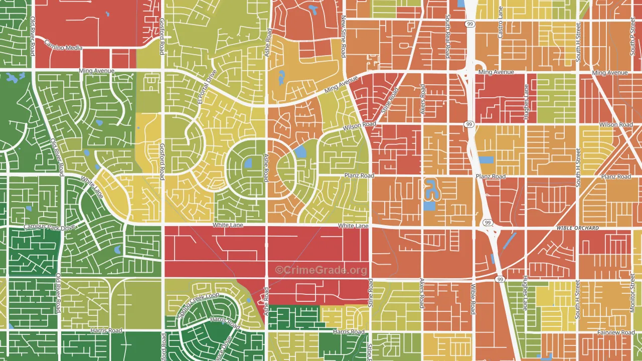 Spice Tract, Bakersfield, CA Map of Vandalism Rates