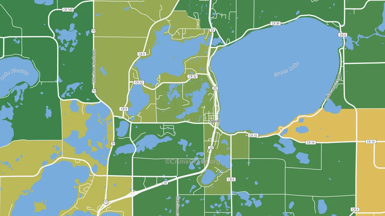Spicer, MN Map of Vandalism Rates