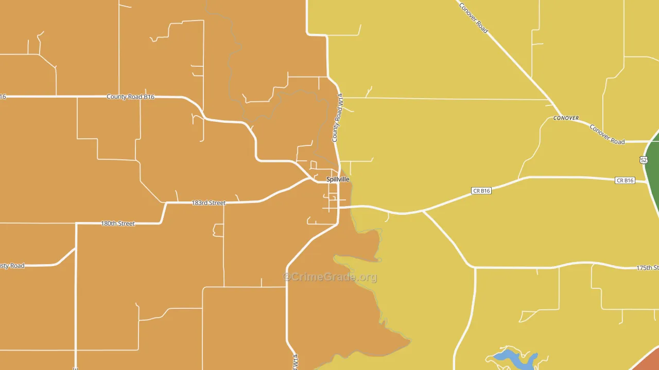 Spillville, IA Map of Vandalism Rates