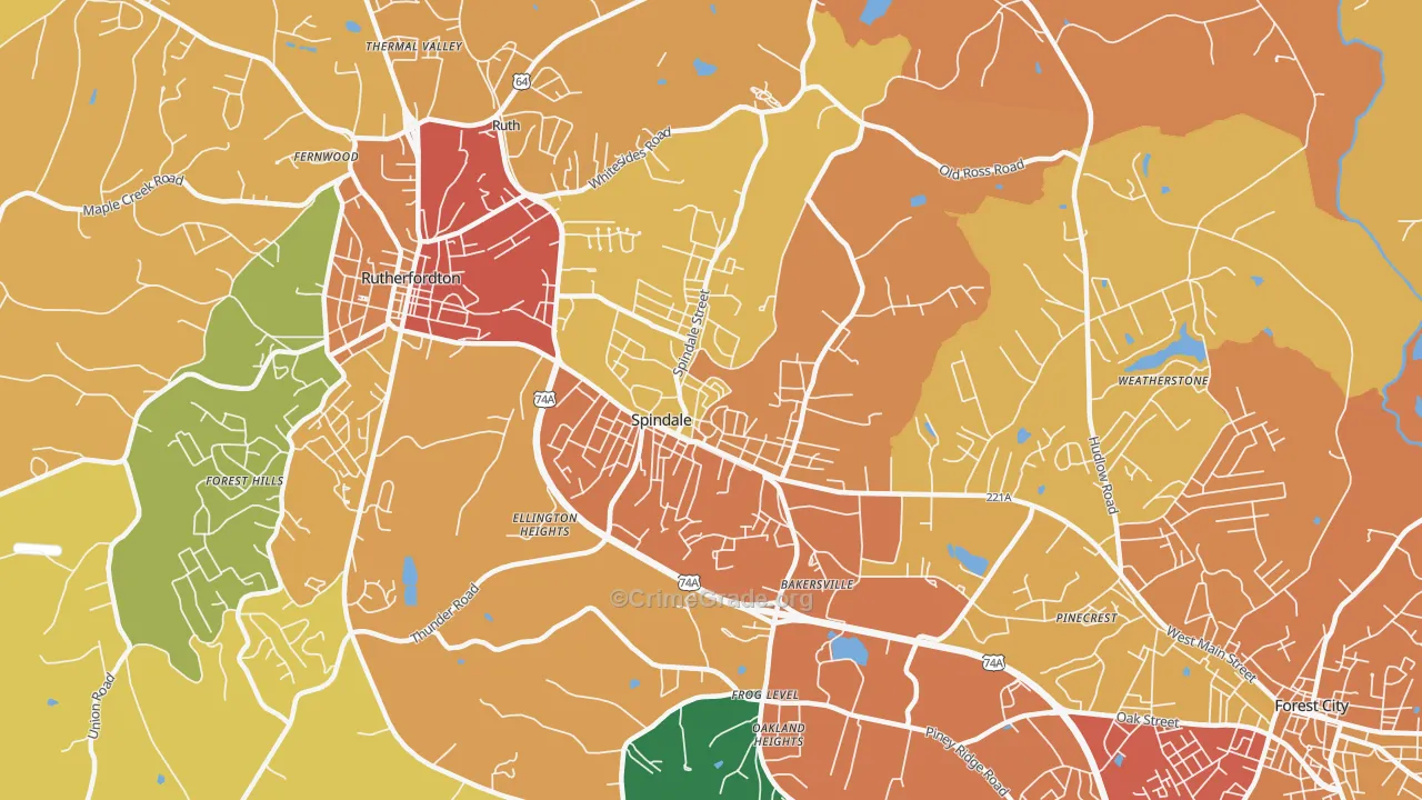 Spindale, NC Map of Vandalism Rates