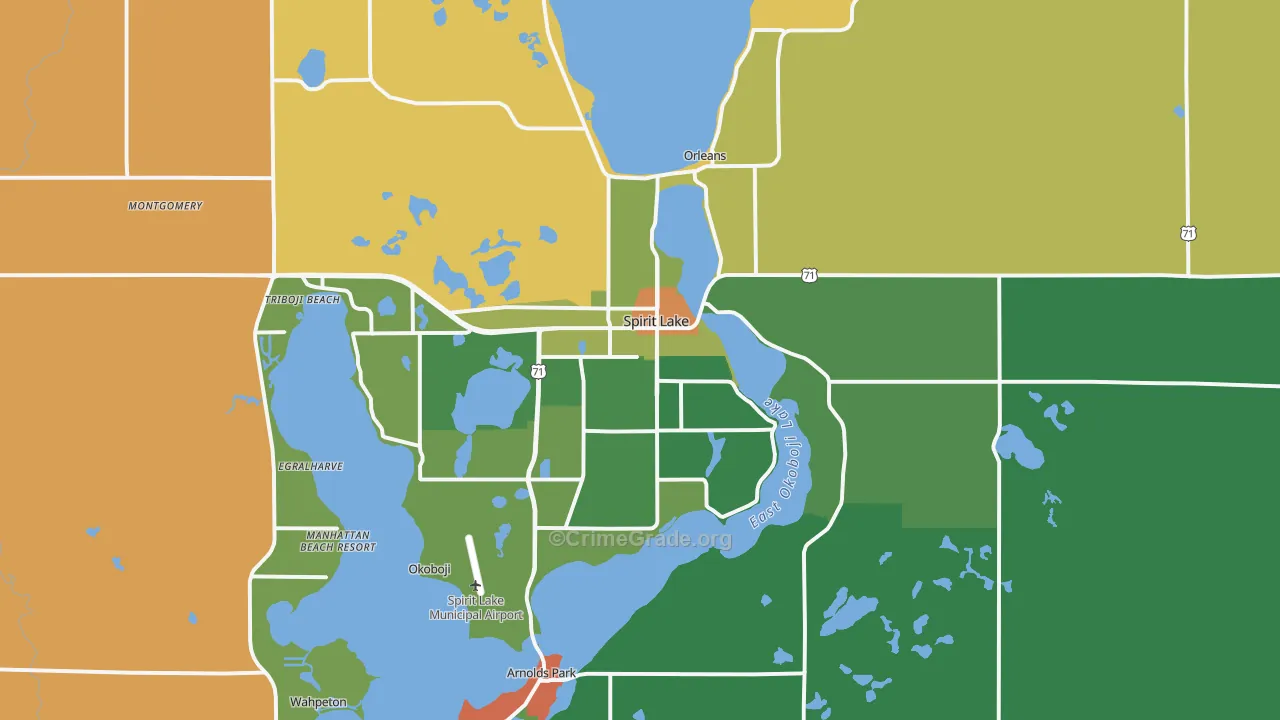 Spirit Lake, IA Map of Vandalism Rates