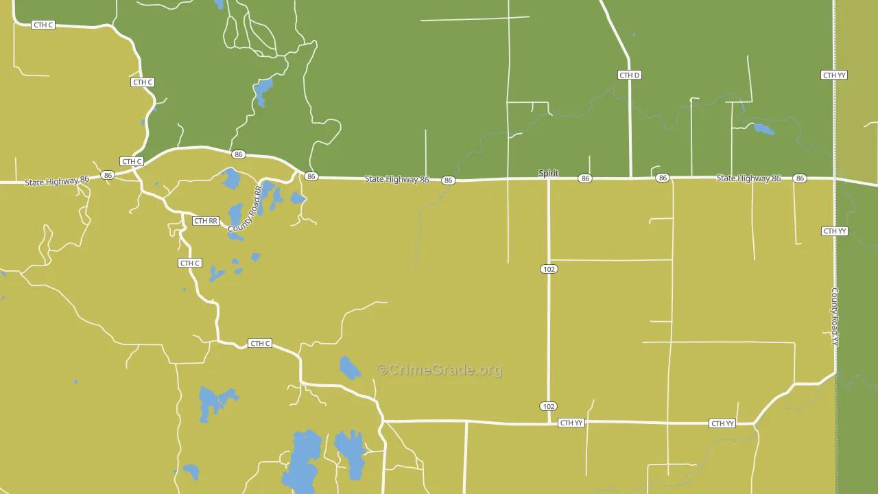 Spirit, WI Map of Vandalism Rates