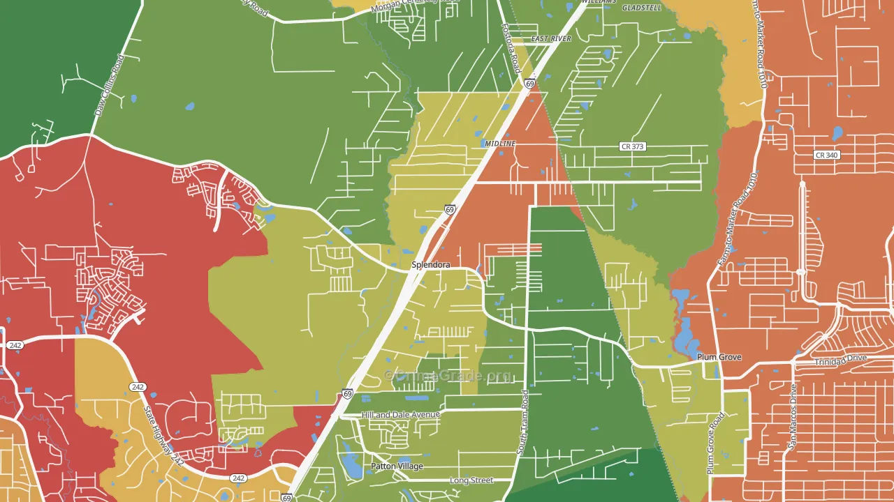 Splendora, TX Map of Vandalism Rates
