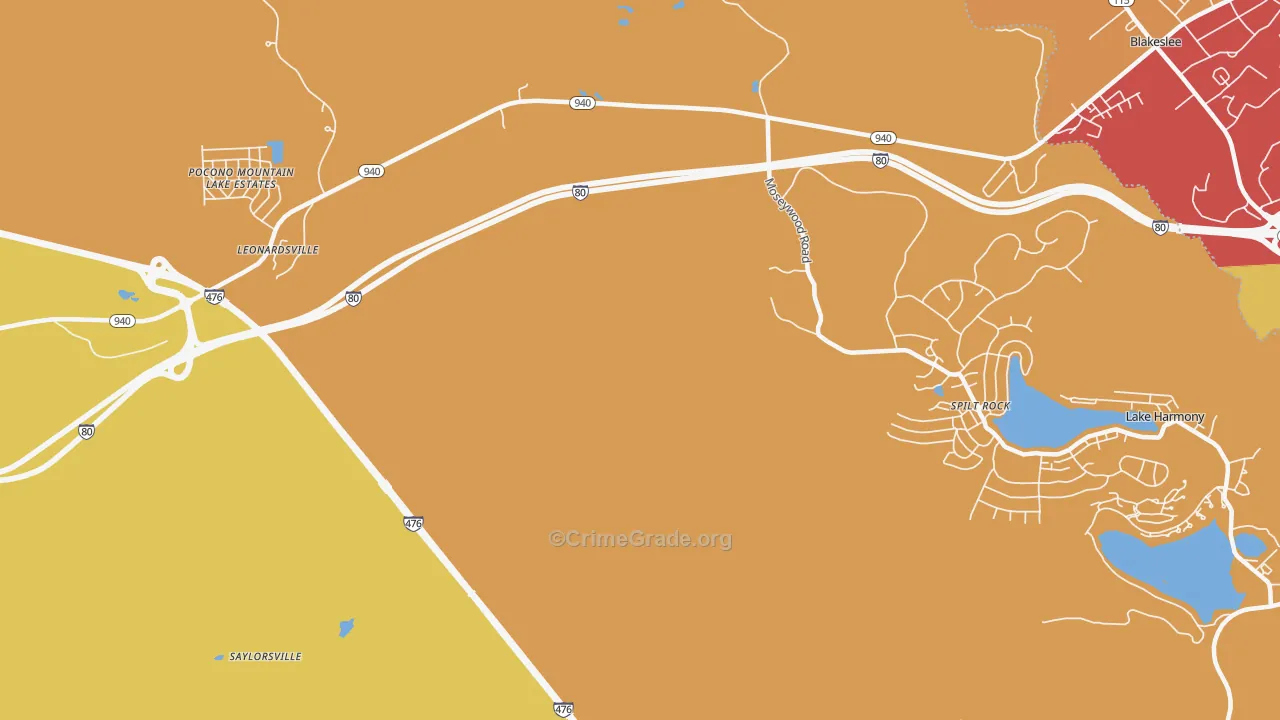 Split Rock, PA Map of Vandalism Rates