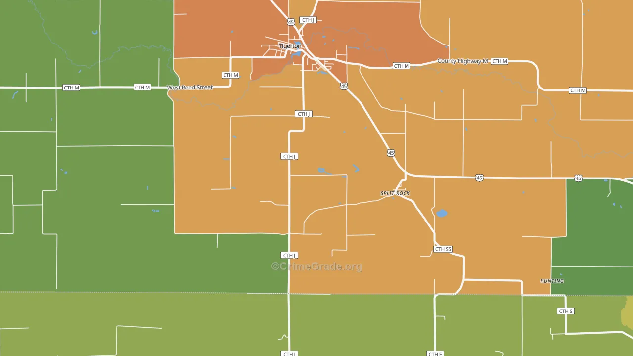 Split Rock, WI Map of Vandalism Rates