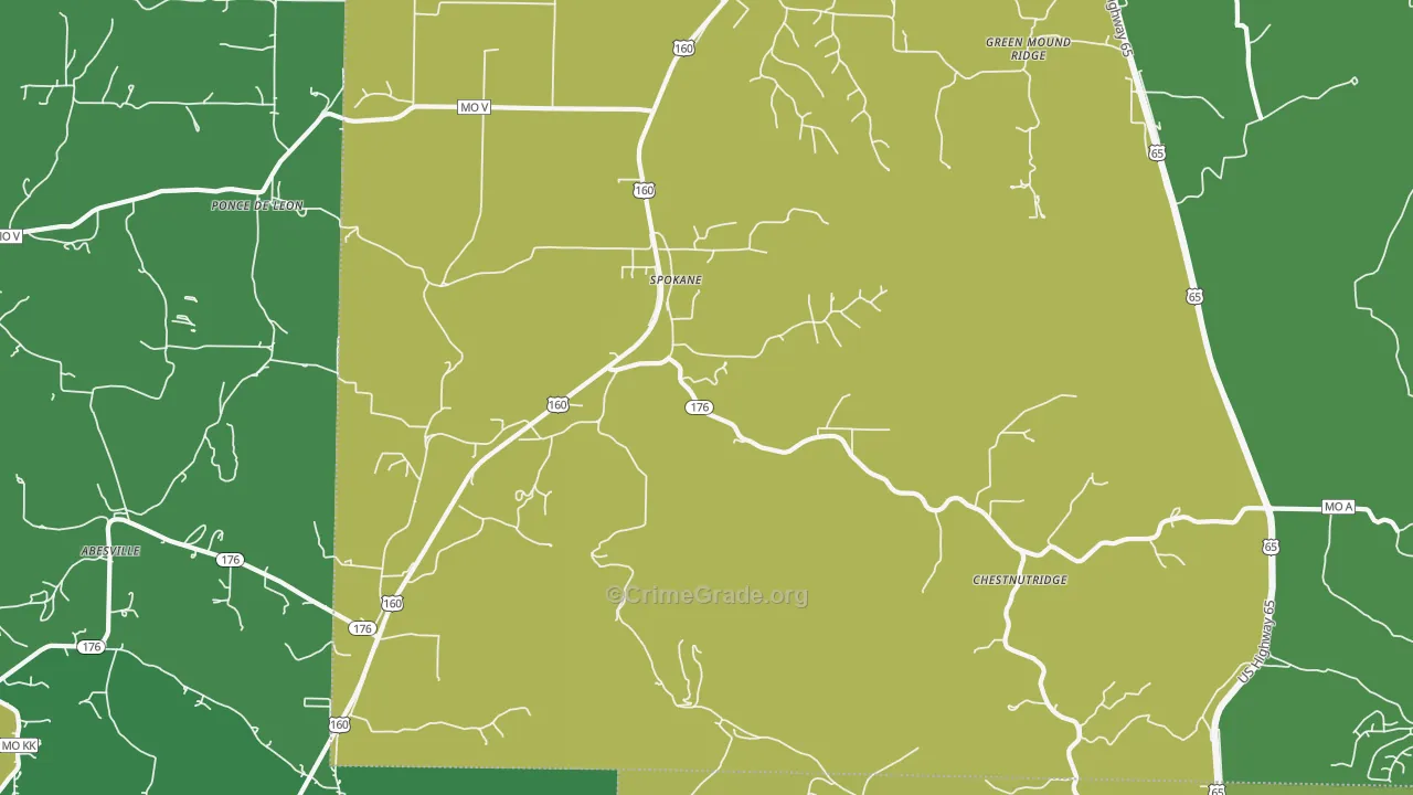 Spokane, MO Map of Vandalism Rates